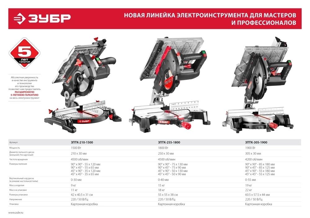 Комбинированная торцовочная пила ЗУБР d 210 ЗПТК-210-1500 ЗПТК-210-1500
