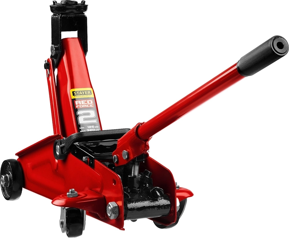 STAYER  R-22 RED FORCE, 2 т, 125 - 320 мм, подкатной домкрат для легковых а/м, Professional (43152-2) 43152-2