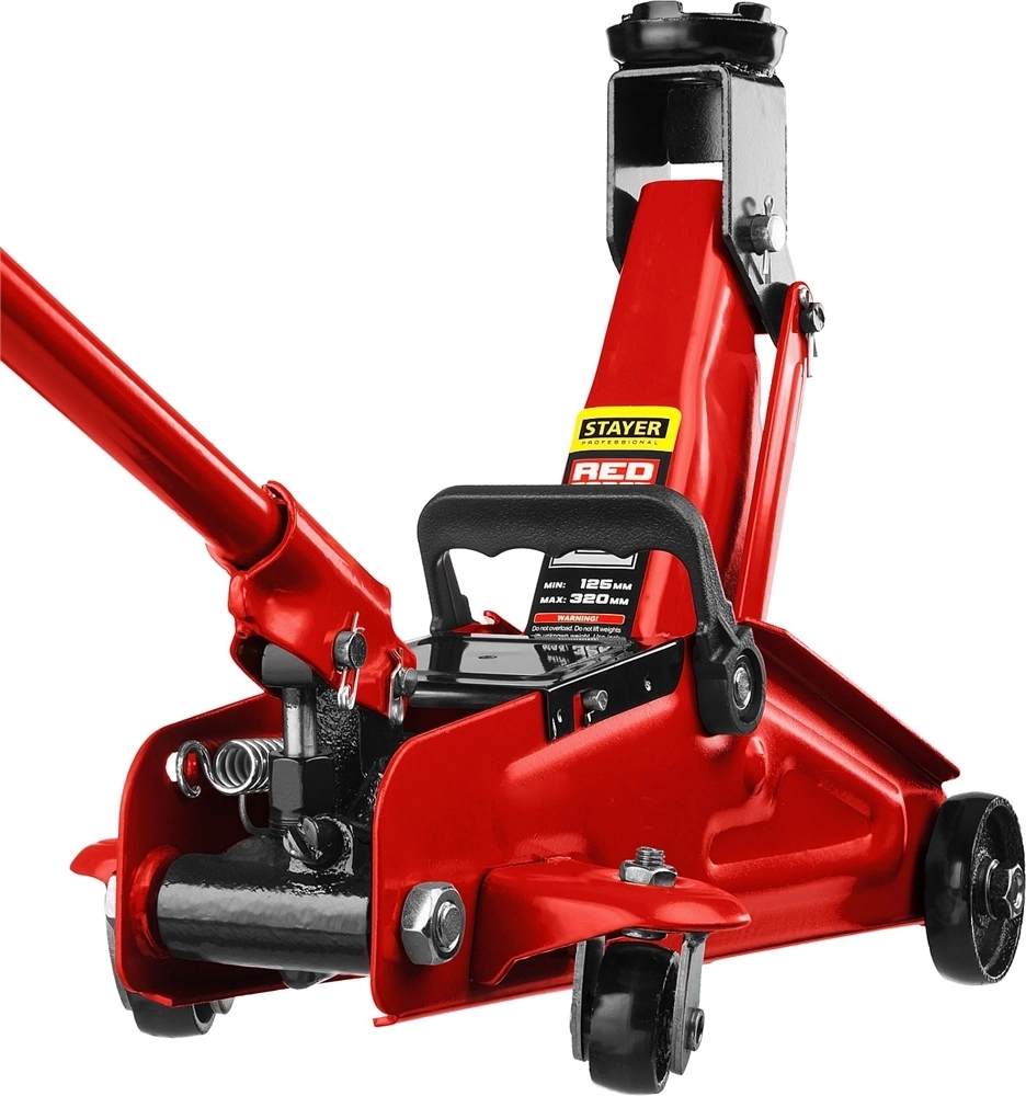 STAYER  R-22 RED FORCE, 2 т, 125 - 320 мм, подкатной домкрат для легковых а/м, Professional (43152-2) 43152-2