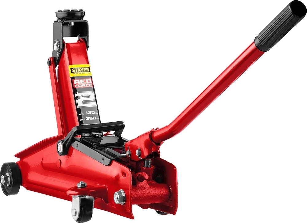 STAYER  R-28 RED FORCE, 2 т, 130 - 350 мм, подкатной домкрат для легковых а/м, Professional (43153-2) 43153-2