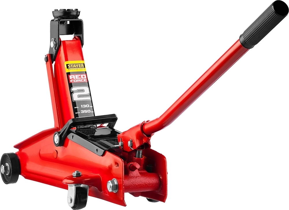 STAYER  R-28 RED FORCE, в кейсе, 2 т, 130 - 350 мм, подкатной домкрат для легковых а/м, Professional (43153-2-K) 43153-2-K