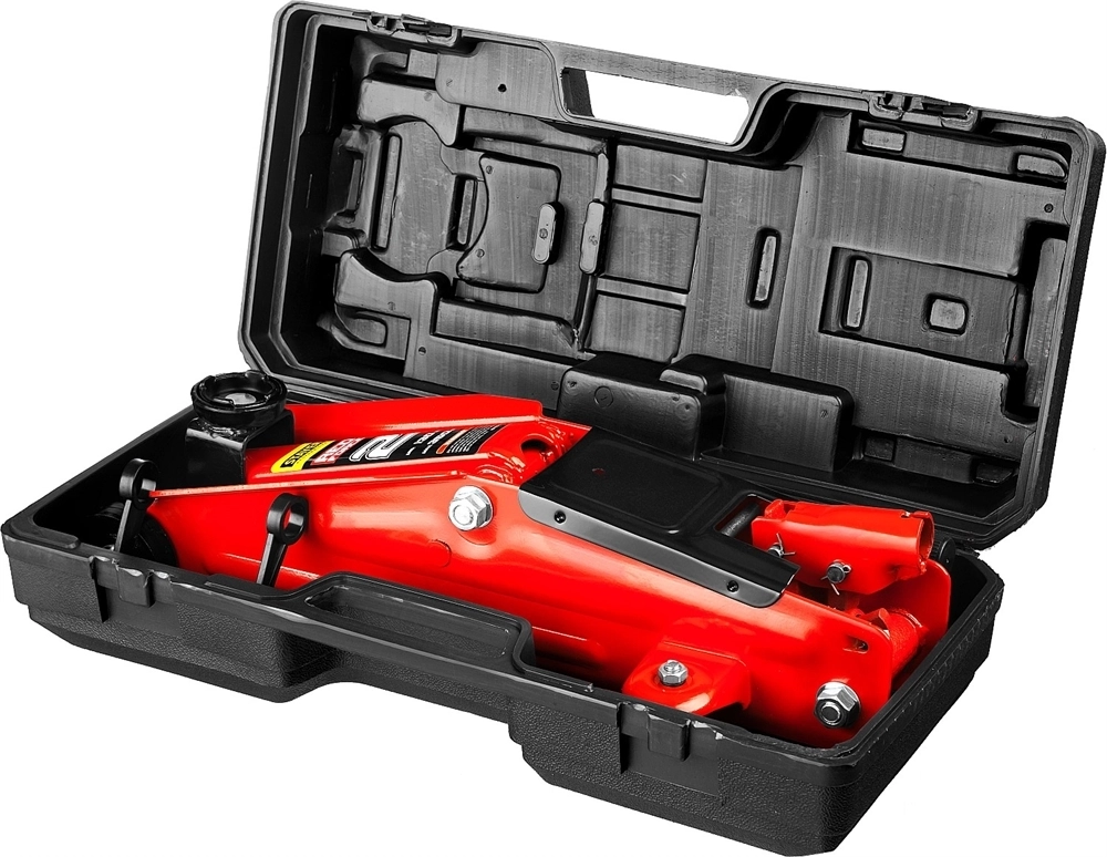 STAYER  R-28 RED FORCE, в кейсе, 2 т, 130 - 350 мм, подкатной домкрат для легковых а/м, Professional (43153-2-K) 43153-2-K
