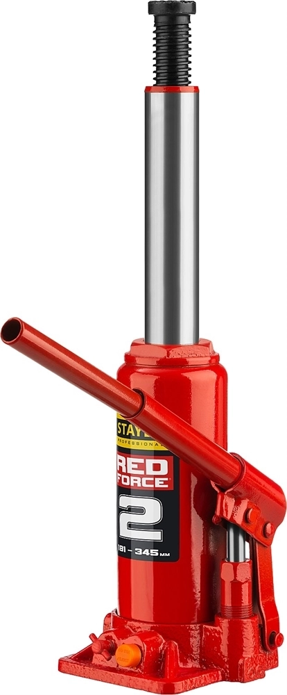 STAYER  RED FORCE, 2 т, 181 - 345 мм, бутылочный гидравлический домкрат, Professional (43160-2) 43160-2_z01