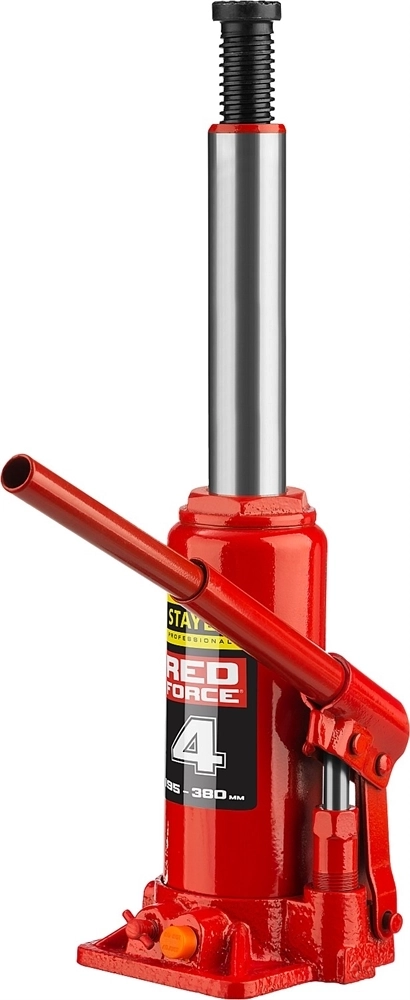 STAYER  RED FORCE, в кейсе, 4 т, 195 - 380 мм, бутылочный гидравлический домкрат, Professional (43160-4-K) 43160-4-K_z01