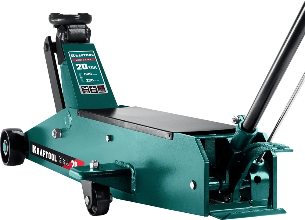 KRAFTOOL  HIGH-LIFT, 20 т, 220 - 680 мм, для тяжелой техники, подкатной домкрат (43455-20) 43455-20