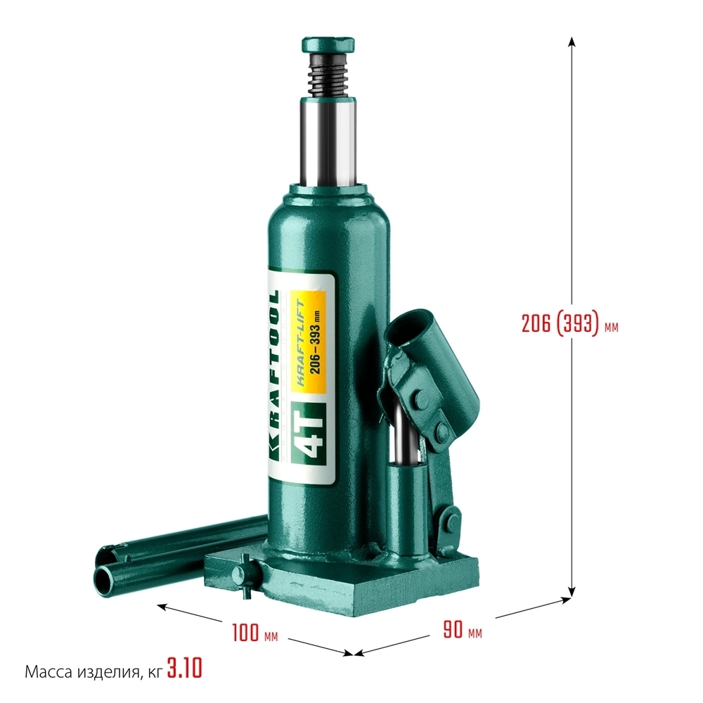 KRAFTOOL  KRAFT-LIFT, 4 т, 194 - 372 мм, бутылочный гидравлический домкрат (43462-4) 43462-4_z01