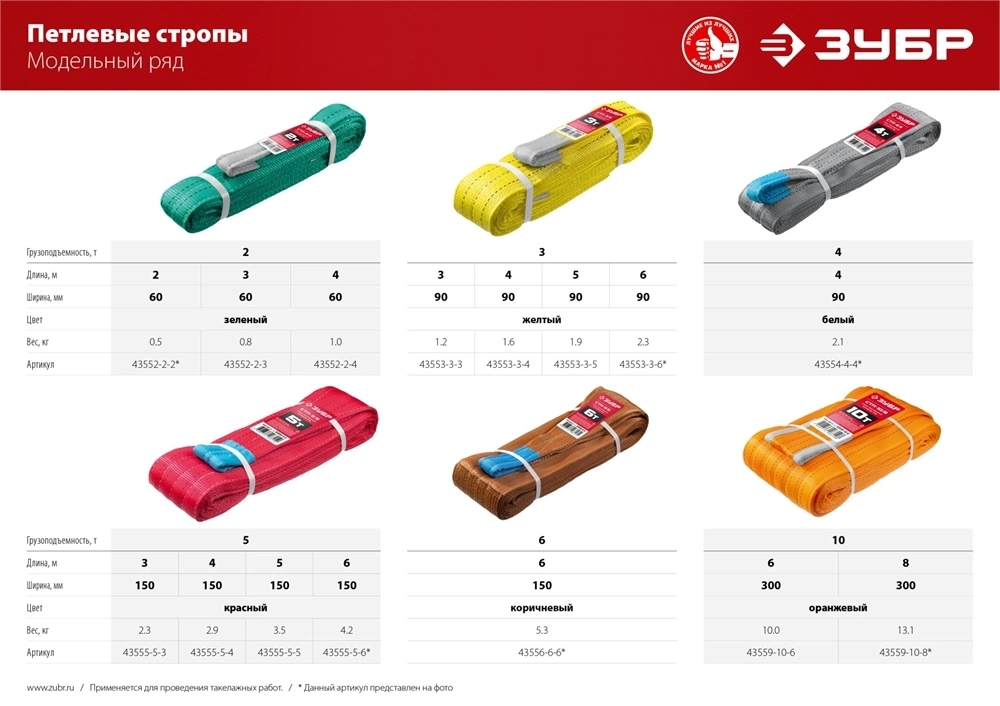 ЗУБР  СТП-6/6, коричневый, г/п 6  т, длина 6 м, текстильный петлевой строп (43556-6-6) 43556-6-6