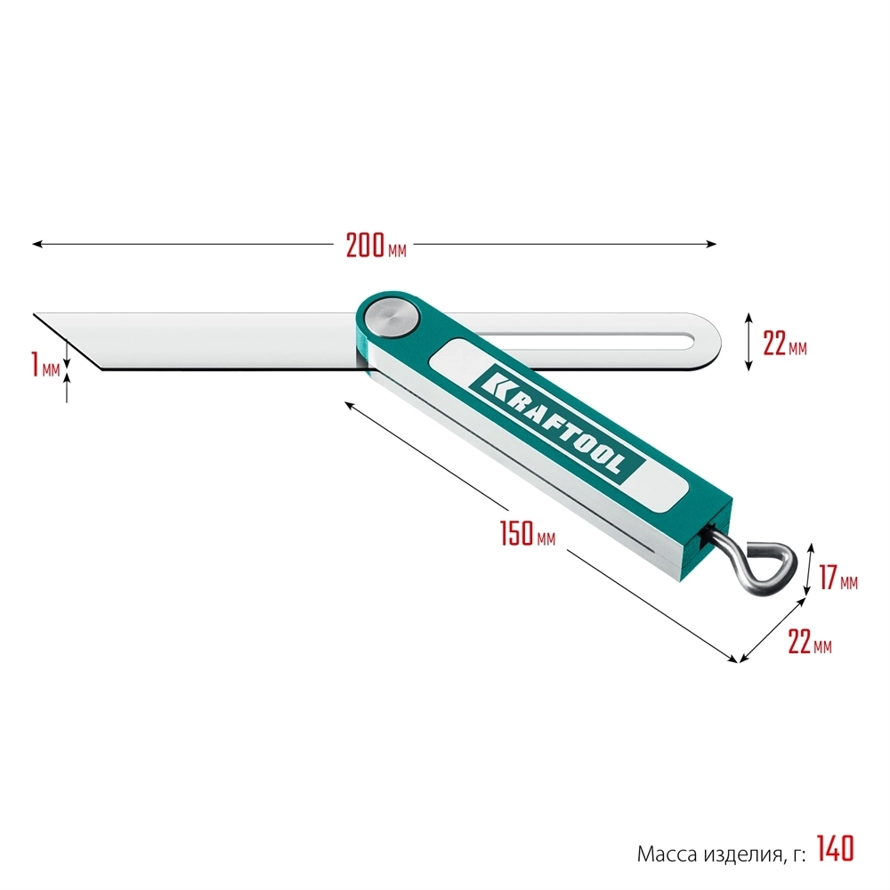 KRAFTOOL  Super-BEVEL, 200 мм, профессиональная малка-угломер (34372) 34372