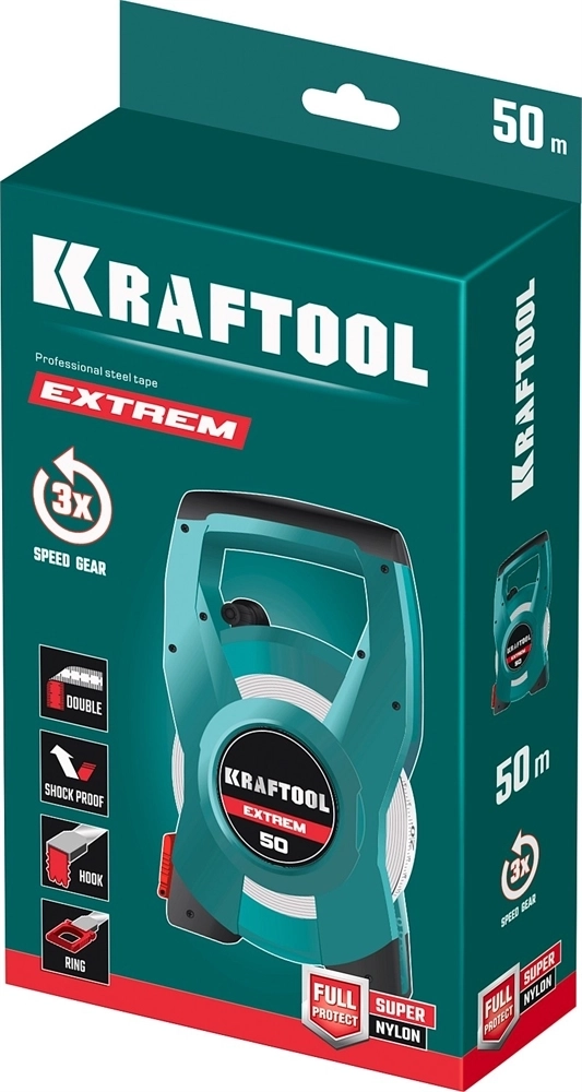 KRAFTOOL  50 м, геодезическая стальная мерная лента (34185-50) 34185-50