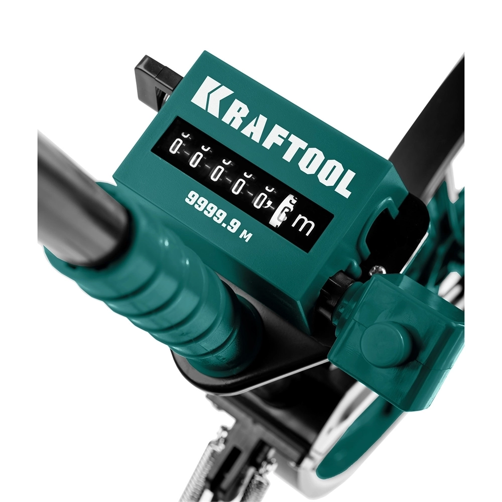 KRAFTOOL  0.1 - 99999.9 м, измерительное колесо (курвиметр) с металлическим шасси и рукояткой (34756) 34756