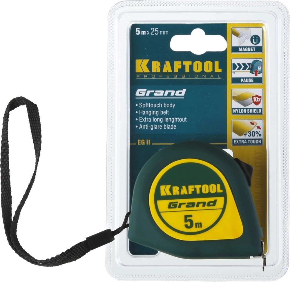 KRAFTOOL  Grand, 5 м х 25 мм, рулетка (34022-05-25) 34022-05-25