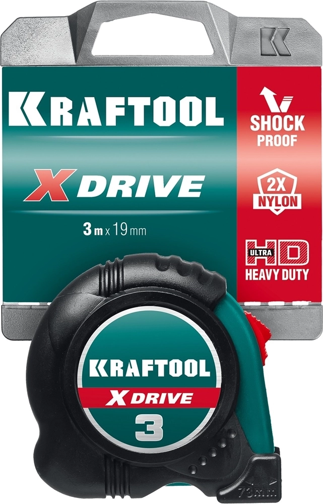 KRAFTOOL  X-Drive, 3 м х 19 мм, рулетка (34122-03-19) 34122-03-19_z02