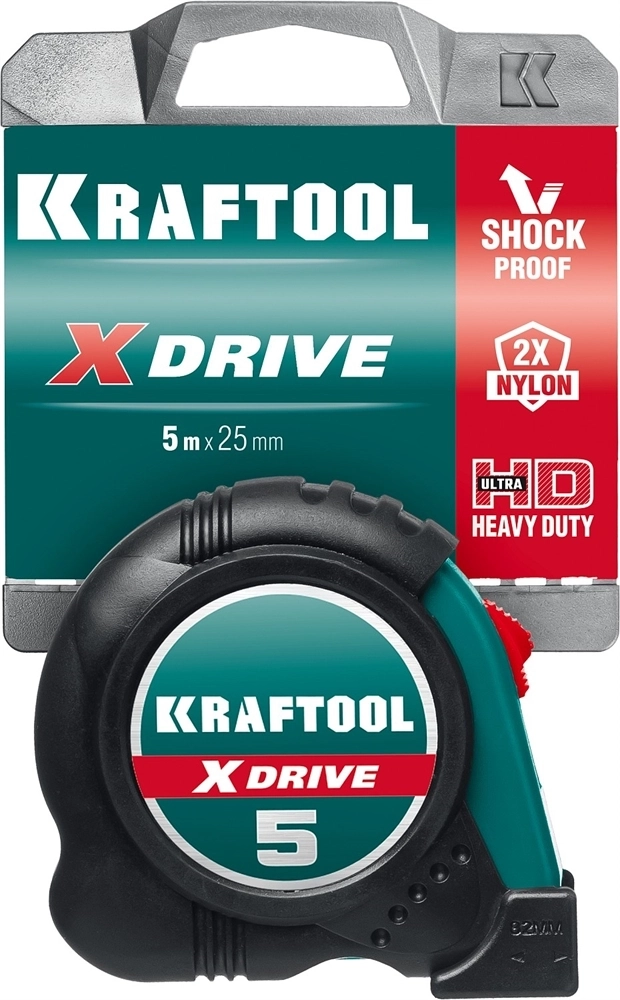 KRAFTOOL  X-Drive, 5 м х 25 мм, рулетка (34122-05-25) 34122-05-25_z02