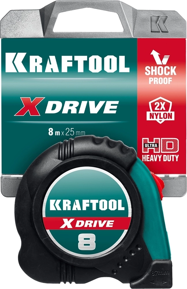KRAFTOOL  X-Drive, 8 м х 25 мм, рулетка (34122-08) 34122-08_z02