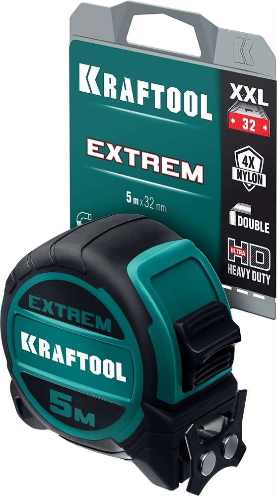 KRAFTOOL  Extrem, 5 м х 32 мм, рулетка со сверх широким полотном (34127-5) 34127-5