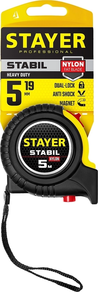 STAYER  Stabil, 5 м х 19 мм, рулетка с двухсторонней шкалой, Professional (34131-05) 34131-05_z02