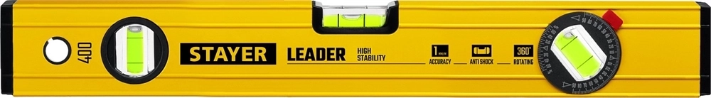 STAYER  LEADER, 400 мм, усиленный профиль, уровень с поворотным глазком (3466-040) 3466-040_z01