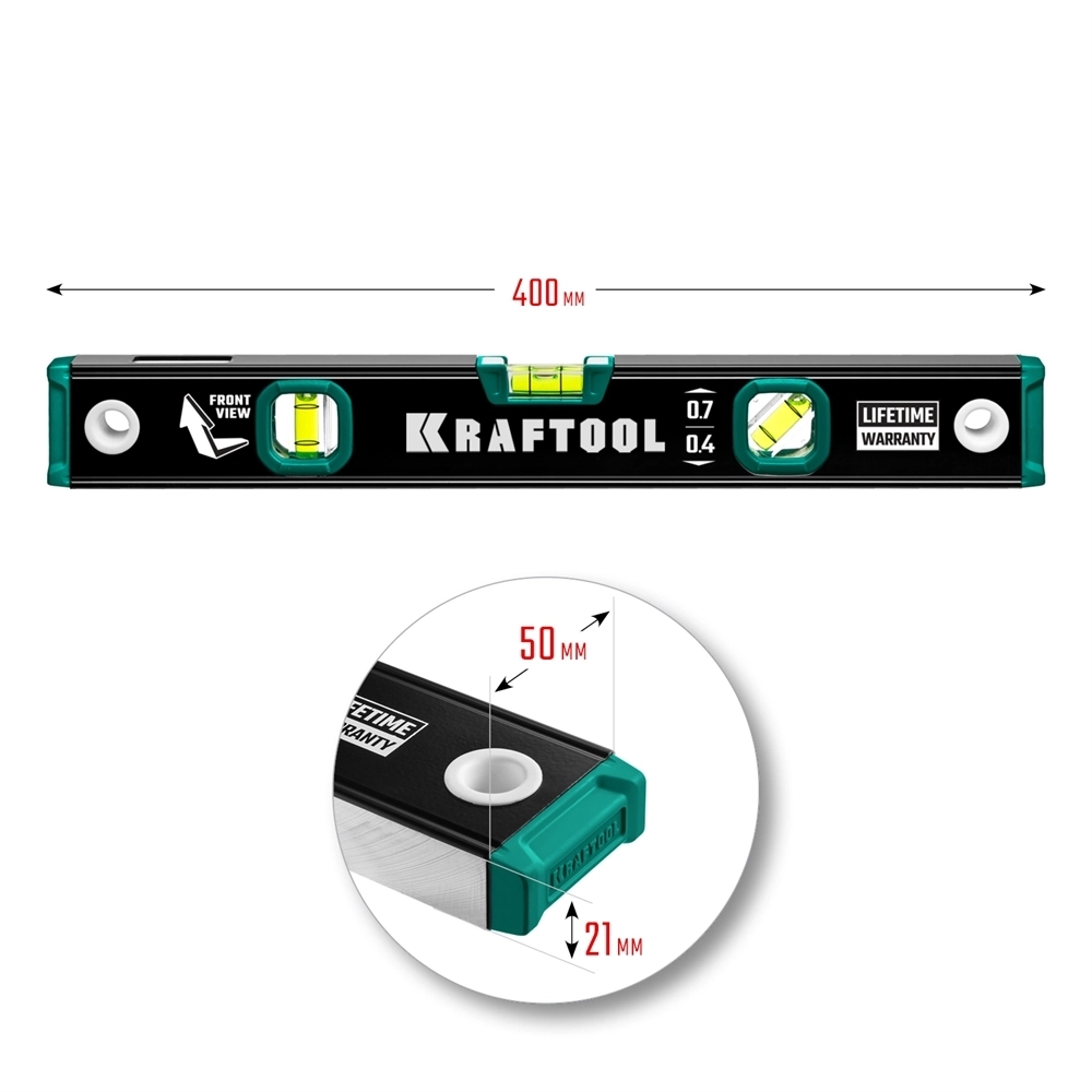 KRAFTOOL  400 мм, с зеркальным глазком, уровень (34781-40) 34781-40
