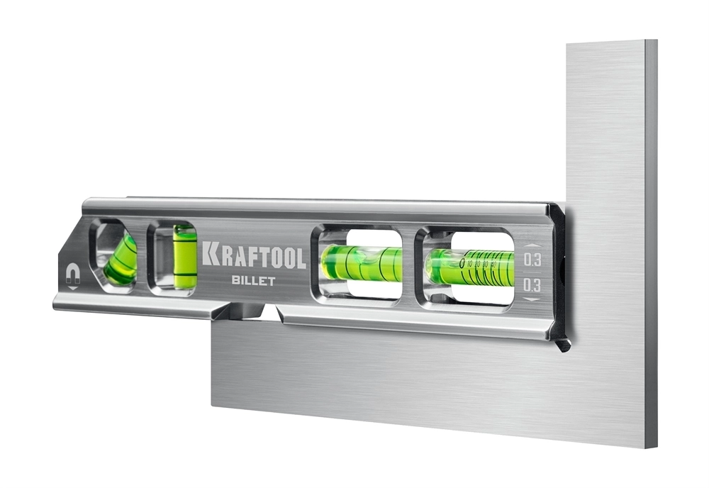 KRAFTOOL  BILLET, 8 в 1, 20 см, точность 0.3 мм/м, 4 глазка, брусковый магнитный уровень (34790) 34790