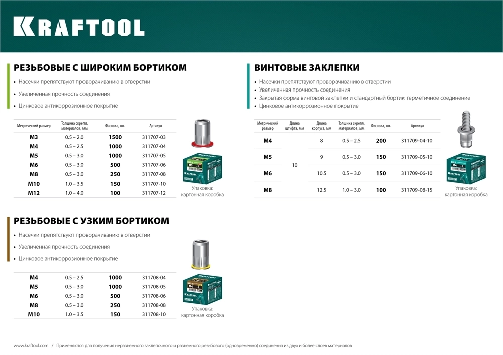 KRAFTOOL  Alu (Al5052), 2.4 x 6 мм, 1000 шт, алюминиевые заклепки (311701-24-06) 311701-24-06