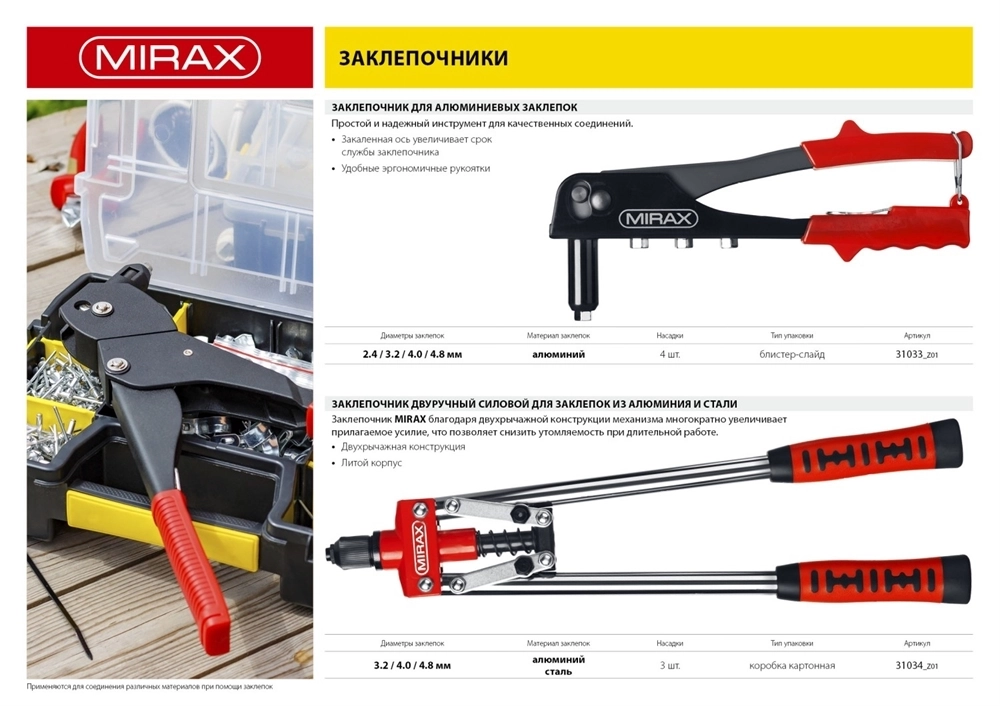 MIRAX  2.4 - 4.8 мм, 420 мм, двуручный заклепочник (31034) 31034_z01