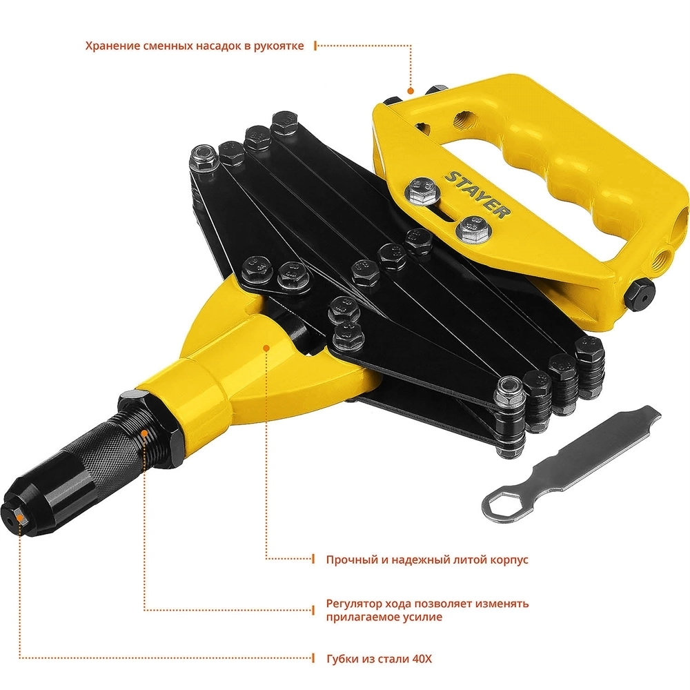 STAYER  PRO-FIX, 3.2 - 6.4 мм, рычажно-складной заклепочник, Professional (3115) 3115_z01