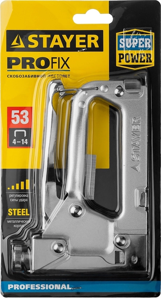 STAYER  Pro-53, тип 53 (A/10/JT21) 23GA (4 - 14 мм), усиленный степлер для скоб, Professional (3150) 3150_z01