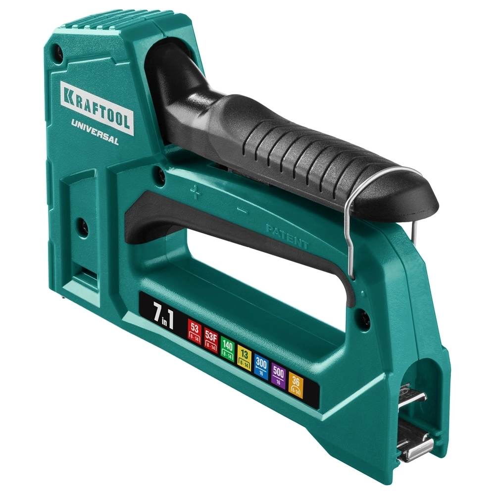 KRAFTOOL  Universal, 7-в-1: 53 (A/10/JT21) 23GA (6 - 14 мм)/140 (G/11/57) 20GA (8 - 14 мм)/13/53F/36/500, универсальный легкий степлер (31524) 31524