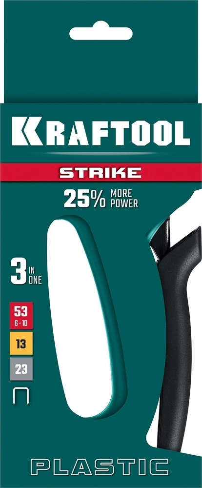 KRAFTOOL  STRIKE, 3-в-1: тип 53 (A/10/JT21) 23GA (6 - 10 мм)/13/23, пластиковый мощный степлер (3189) 3189