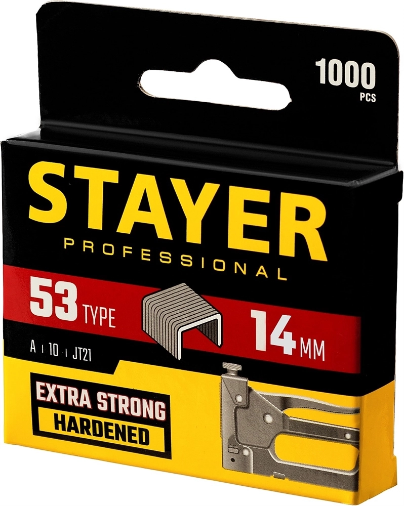STAYER  тип 53 (A/10/JT21), 14 мм, 1000 шт, калибр 23GA, скобы для степлера, Professional (3159-14) 3159-14_z02
