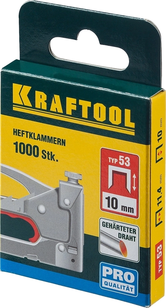 KRAFTOOL  тип 53 (A/10/JT21) 10 мм, 1000 шт, калибр 23GA, скобы для степлера (31670-10) 31670-10
