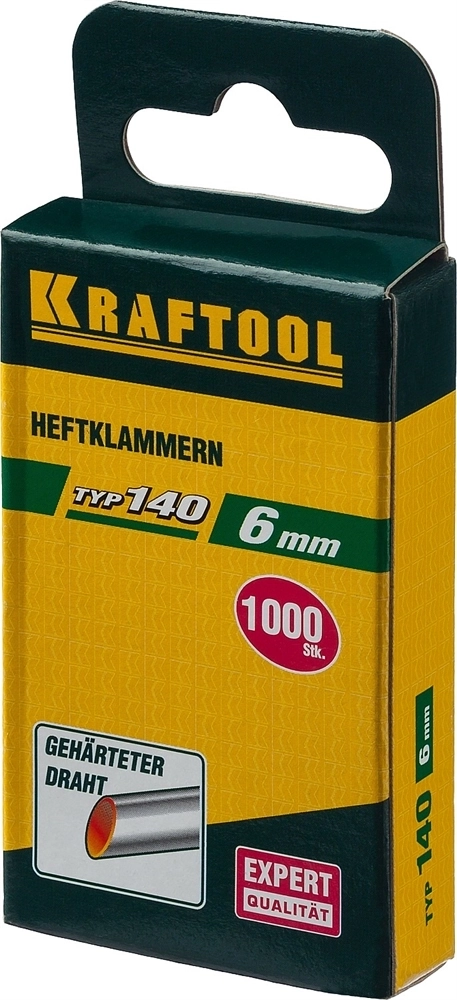 KRAFTOOL  тип 140 (G/11/57) 6 мм, 1000 шт, калибр 20GA, скобы для степлера (31680-06) 31680-06