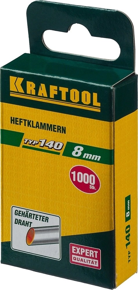 KRAFTOOL  тип 140 (G/11/57) 8 мм, 1000 шт, калибр 20GA, скобы для степлера (31680-08) 31680-08