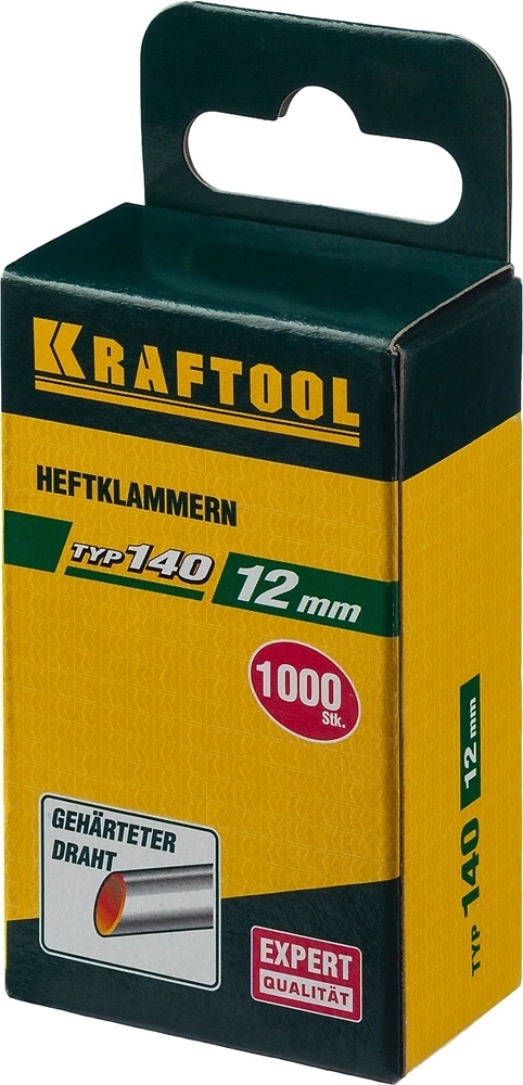 KRAFTOOL  тип 140 (G/11/57) 12 мм, 1000 шт, калибр 20GA, скобы для степлера (31680-12) 31680-12