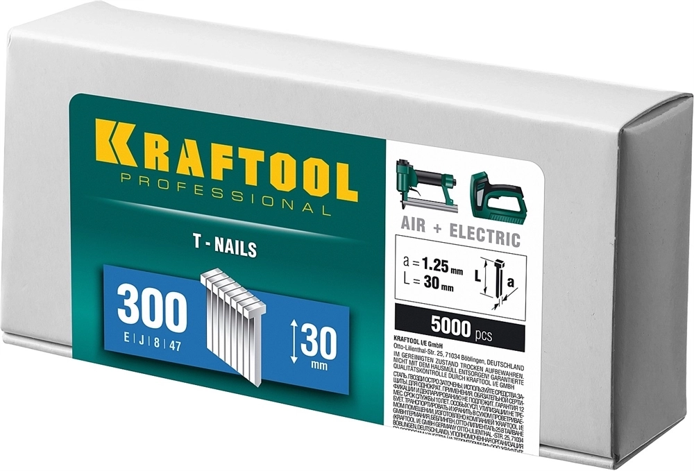 KRAFTOOL  тип 18GA (47/300/F) 30 мм, 5000 шт, гвозди для нейлера (31785-30) 31785-30