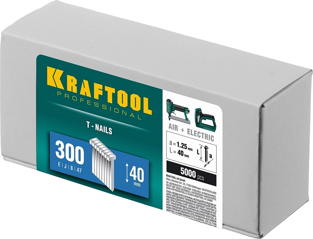 KRAFTOOL  тип 18GA (47/300/F) 40 мм, 5000 шт, гвозди для нейлера (31785-40) 31785-40