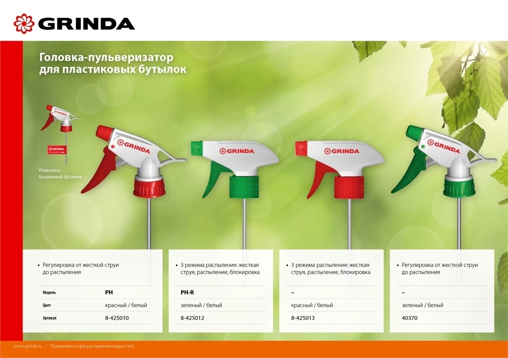 GRINDA  PH-R, для пластиковых бутылок, регулируемая, головка-пульверизатор (8-425012) 8-425012_z02