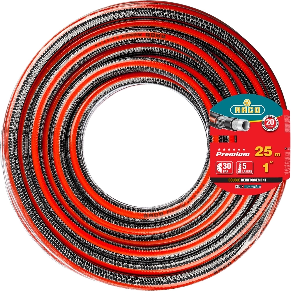 RACO  PREMIUM,  1″, 25 м, 40 атм, пятислойный армированный, защита от УФ, поливочный шланг (40300-1-25) 40300-1-25_z01