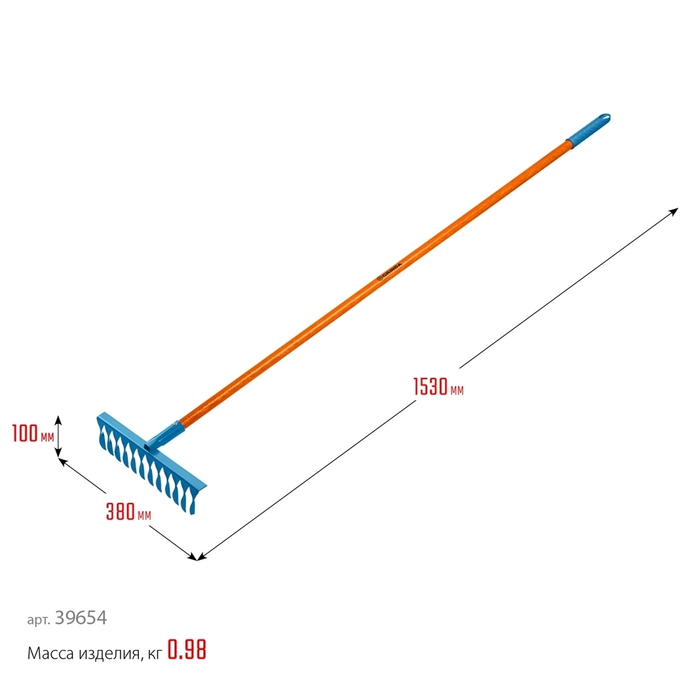 GRINDA  PR-12T FIBER, 380 х 100 х 1530 мм, 12 витых зубцов, углеродистая сталь, фибергласовый черенок, PROLine (39654) 39654