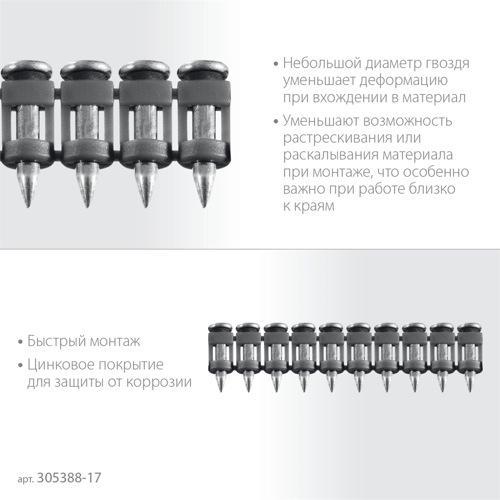 ЗУБР CN 17 х 2.7 мм, гвозди по бетону оцинкованные, 1000 шт (305388-17) zb  305388-17