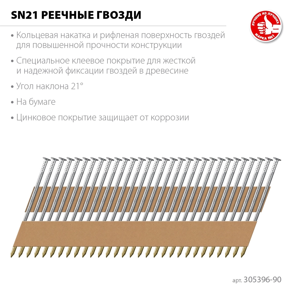 ЗУБР SN21 90 х 3.1 мм, реечные гвозди рифленые оцинкованные, 2010 шт(305396-90) zb  305396-90