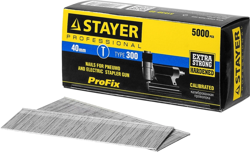 STAYER гвозди тип 300 (47/J/F), 40 мм, калибр 18GA. 5000 шт. (31530-40) zb  31530-40