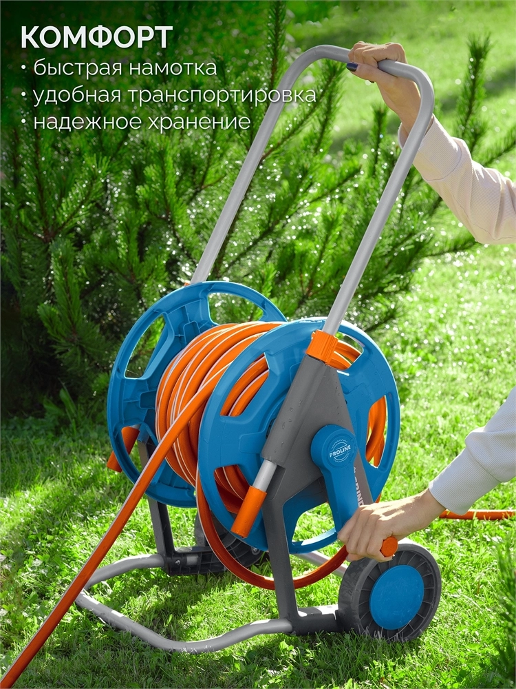 GRINDA HC-60, для шлангов 60м x 1/2″ и 30м х 3/4″, усиленные колёса, телескопическая ручка, катушка для шлангов ProLine (8-428430) zb  8-428430_z02
