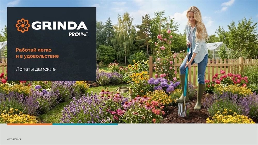 GRINDA WS-3 Лопата дамская штыковая прямоугольная, 200х170х1200мм, алюминиевый черенок, PROLine (421828) zb  421828