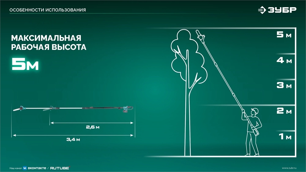 ЗУБР 20 В, 200 мм шина, без АКБ (LMS), высоторез аккумуляторный (ВРБ-2020) zb  врб-2020