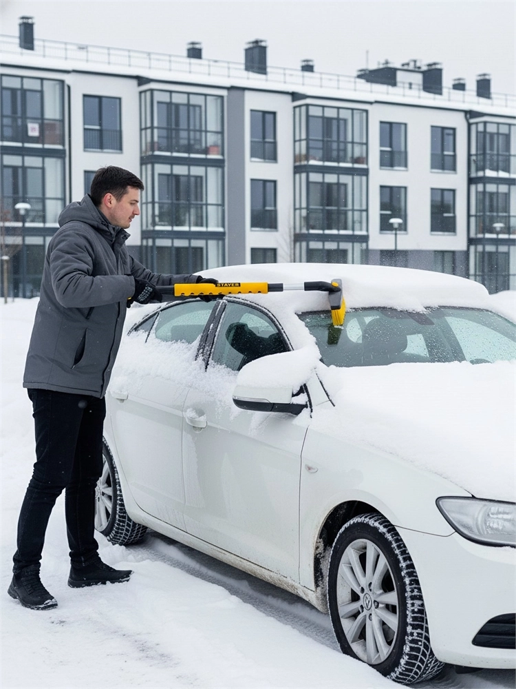 STAYER телескопическая щётка с поворотной головой от снега автомобильная, 805-1065 мм (61048) zb  61048