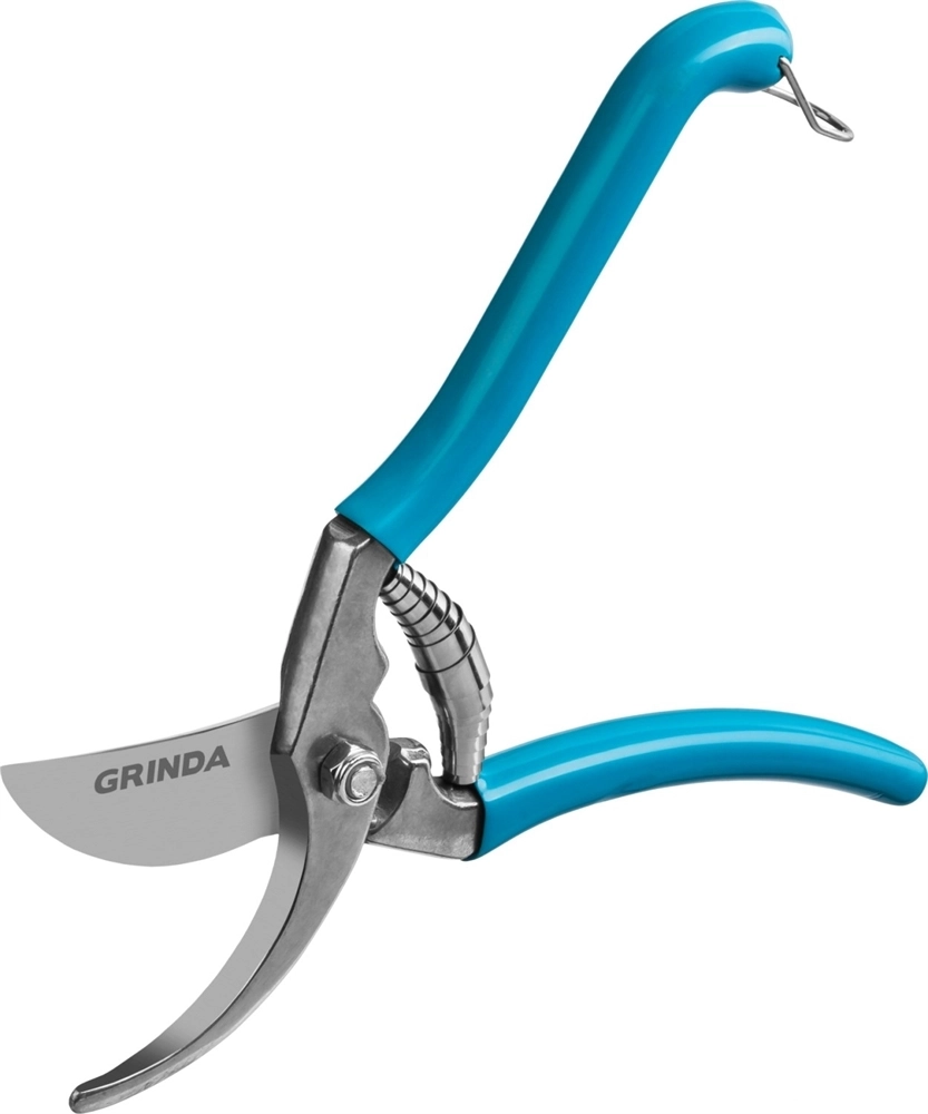 GRINDA  P-10, 210 мм, цельнокованые лезвия, стальные рукоятки, покрытие ПВХ, плоскостной секатор, PROLine (423410) 423410