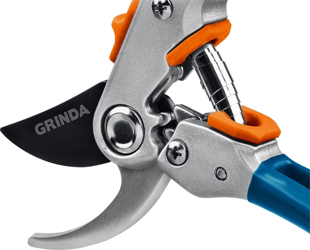 GRINDA  P-51, 200 мм, закаленная сталь, шестерённая передача, двухкомпонентные рукоятки, покрытие ПВХ, плоскостной секатор, PROLine (423451_z01) 423451_z01