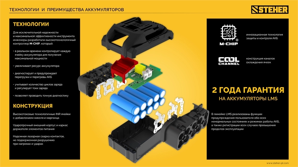 STEHER 20 В, 2.0 А·ч, аккумулятор LMS (BP-20-2) zb  bp-20-2