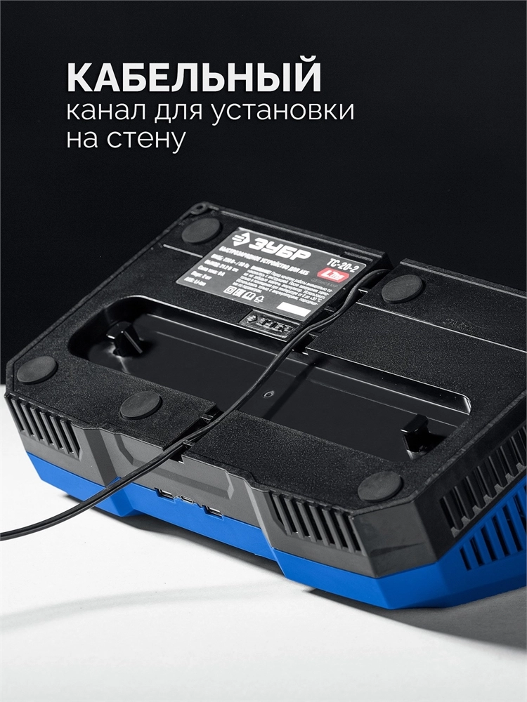 ЗУБР Turbo CHARGE, 20 В, 2 порта, 2 х 9 А, зарядное устройство для LMS АКБ, ПРОФЕССИОНАЛ (TC-20-2) zb  tc-20-2